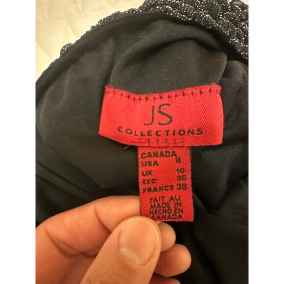 Y2K Silver Liquid Satin Formal floor length Gown JS collection Size 8 - Picture 10 of 10